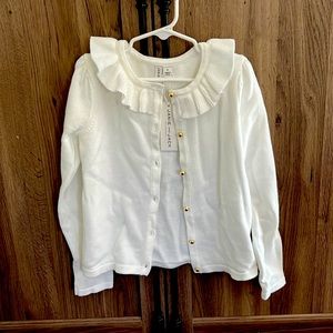Janie & Jack Girls White Cardigan with Gold Buttons NWT